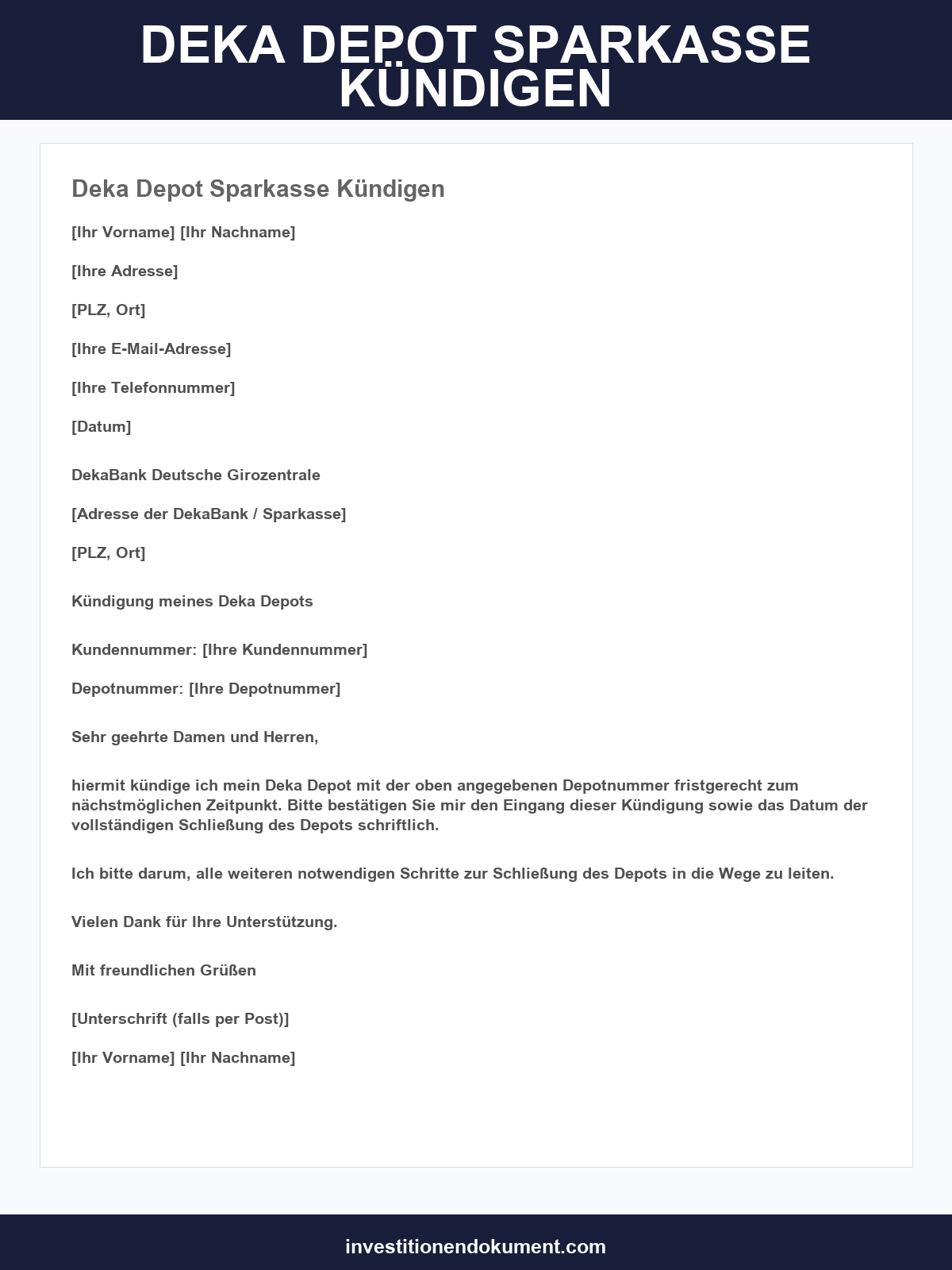 Deka Depot Sparkasse Kündigen Vorlage