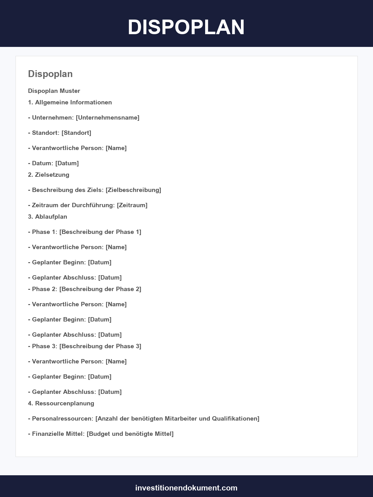 Dispoplan Vorlage
