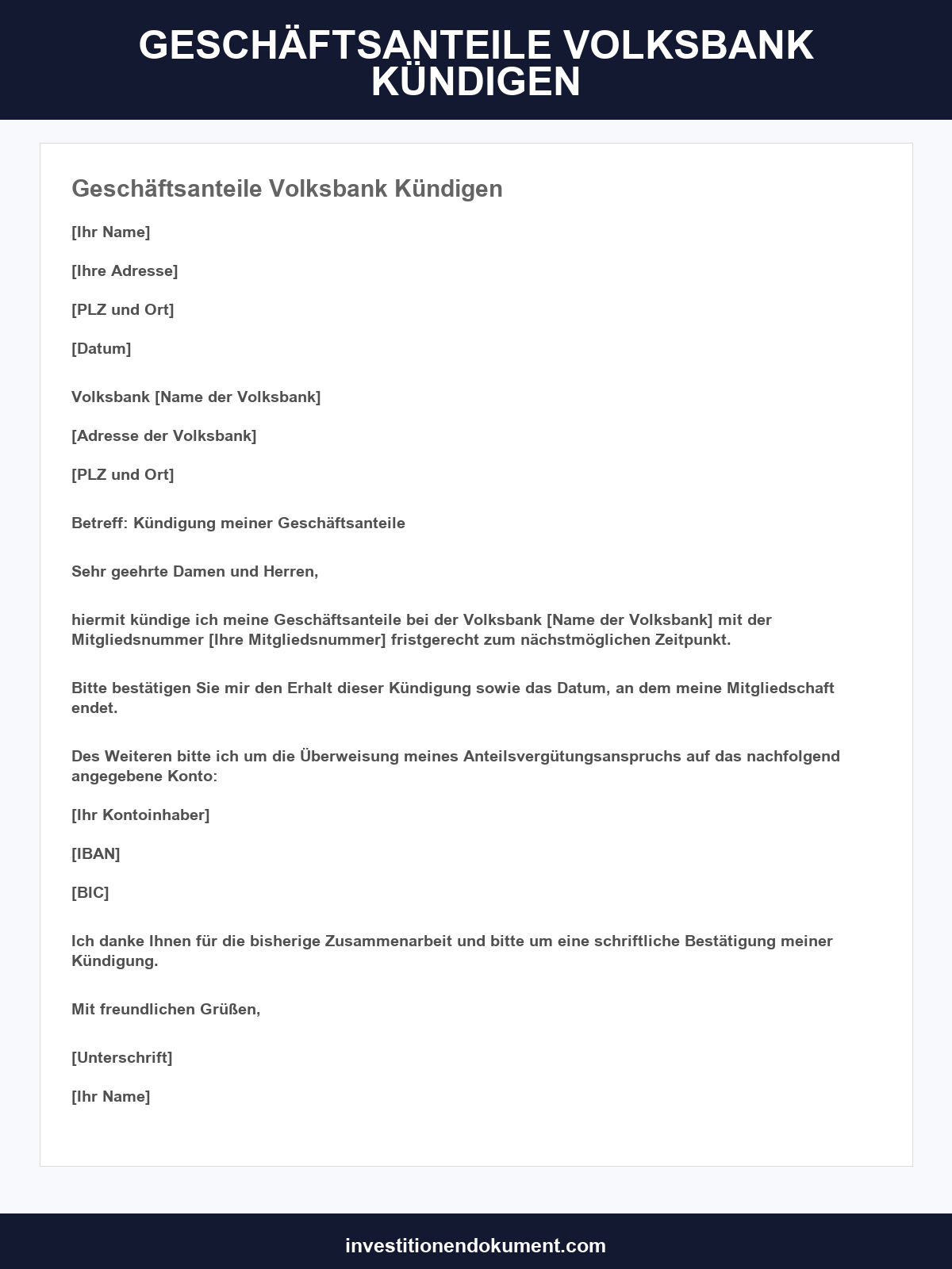 Geschäftsanteile Volksbank Kündigen Vorlage