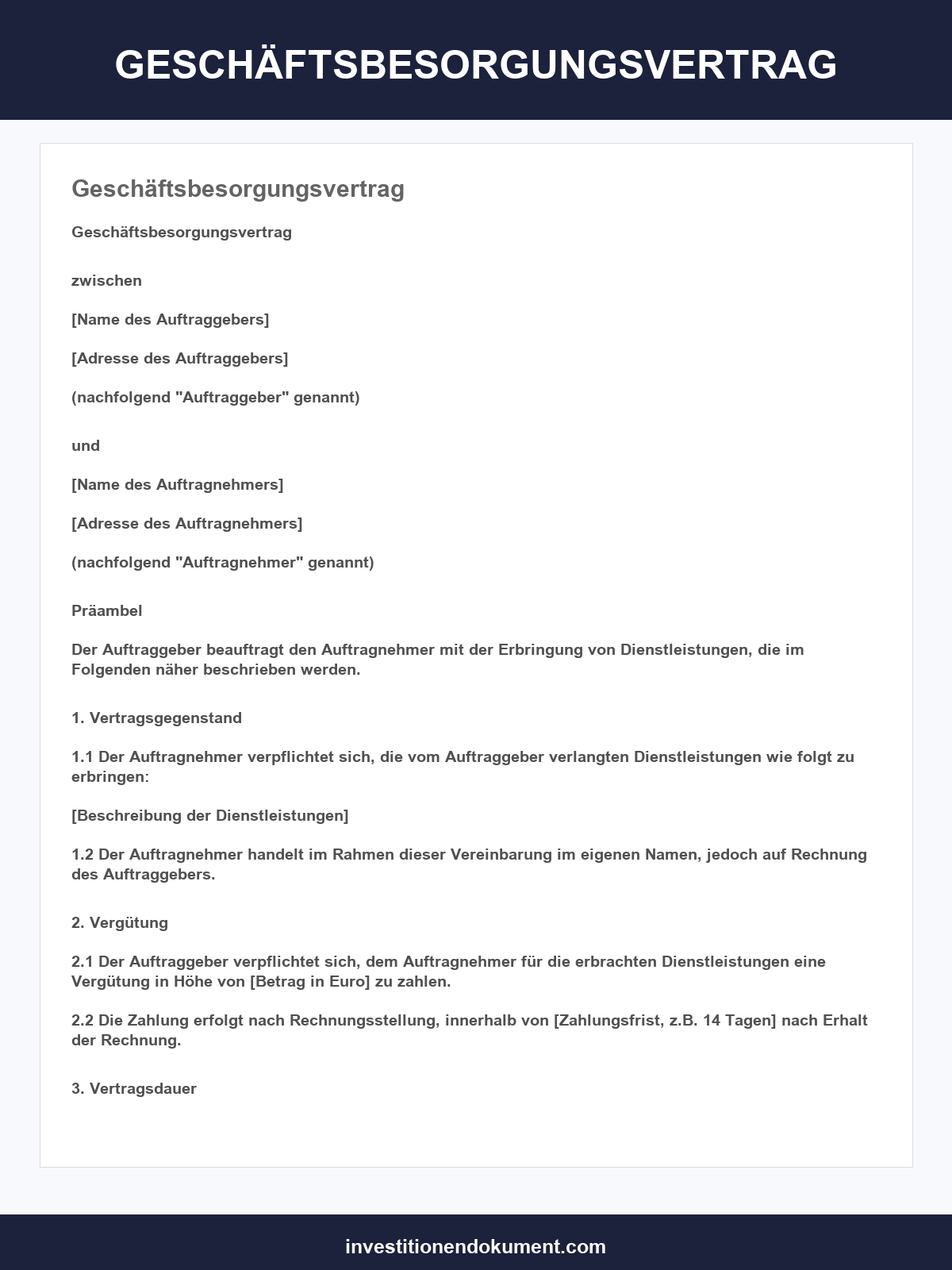 Geschäftsbesorgungsvertrag Muster