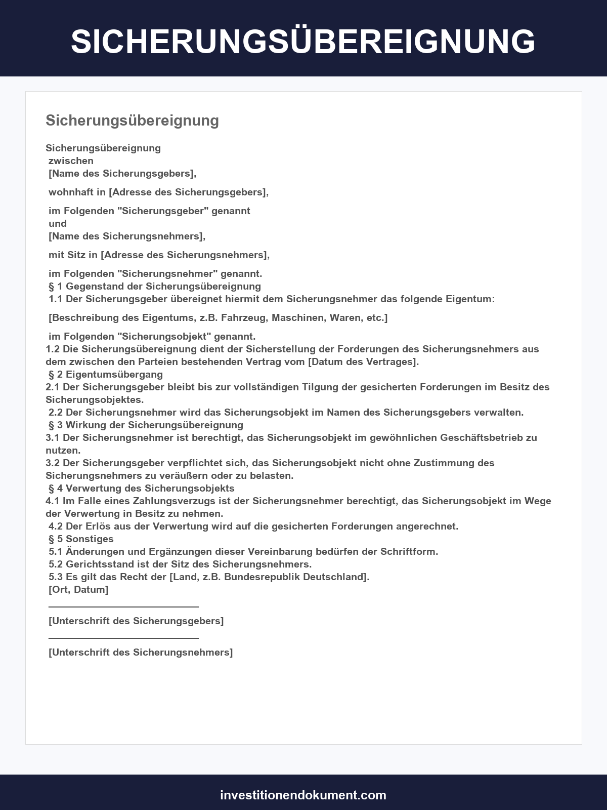 Sicherungsübereignung Muster